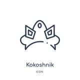 从文化概述汇集的线性kokoshnik象 稀薄的线在白色背景隔绝的kokoshnik传染媒介 时髦的kokoshnik 皇族释放例证 从文化概述汇集的线性kokoshnik象 稀薄的线在白色背景隔绝的kokoshnik传染媒介 时髦的kokoshnik 皇族释放例证